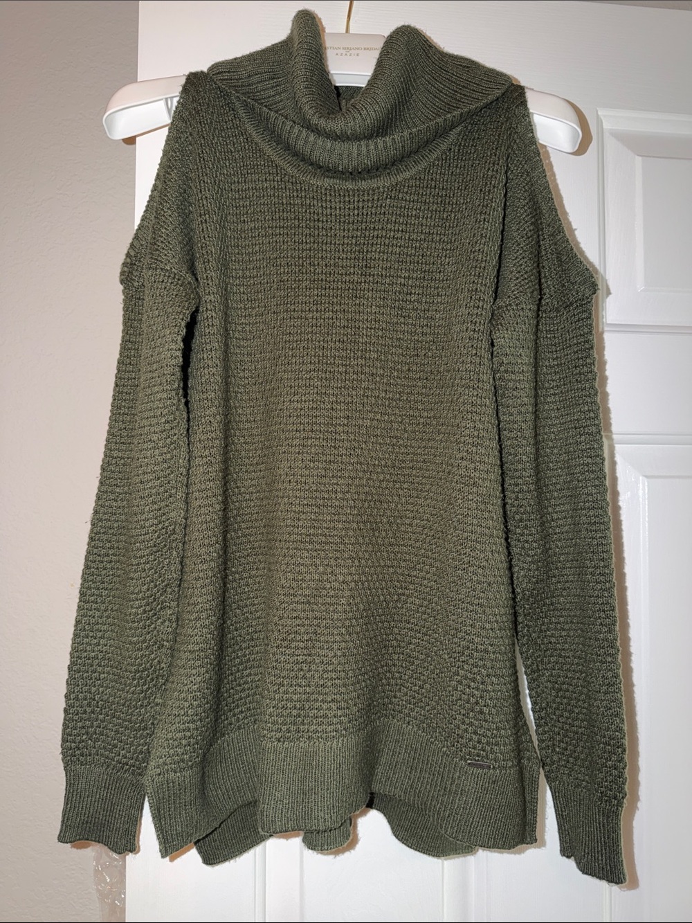 Hollister Olive Green Cold-Shoulder Cowl Neck Sweater